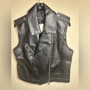 Evereve Women's Black Faux Leather Vest NWT